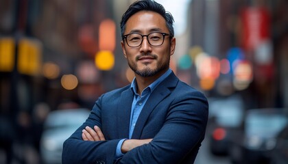 Fototapeta premium Confident Businessman In City Portrait