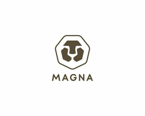 Lion face flat logo. Creative king predator animal sign.  illustration.