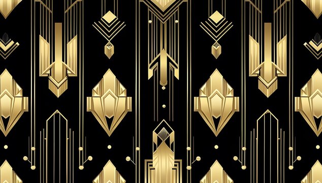 Elegant Gold Art Deco Geometric Pattern Design