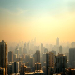 Fototapeta premium Environmental pollution, yellow dust, smog, smoke, carbon dioxide, air, carbon emissions, fine dust,