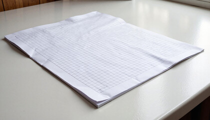 Graph paper placed on bright tabletop, creativity and planning