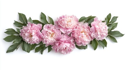 Fototapeta premium Pink Peony Flower Arrangement on White Background for Wedding Decor and Branding Projects
