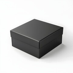 Naklejka premium Black Packaging Box on White Background for Branding and Product Showcase