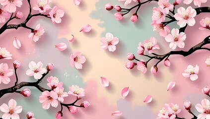 Delicate Pink Cherry Blossoms Branching Out Beautifully