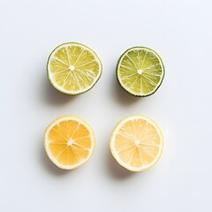Assorted Citrus Fruit Slices on Clean White Background for Professional Photo