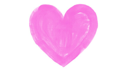 Vibrant Pink Watercolor Heart on Transparent Background – Hand-Painted Love Symbol for Valentine’s Day, Romance, and Greeting Cards