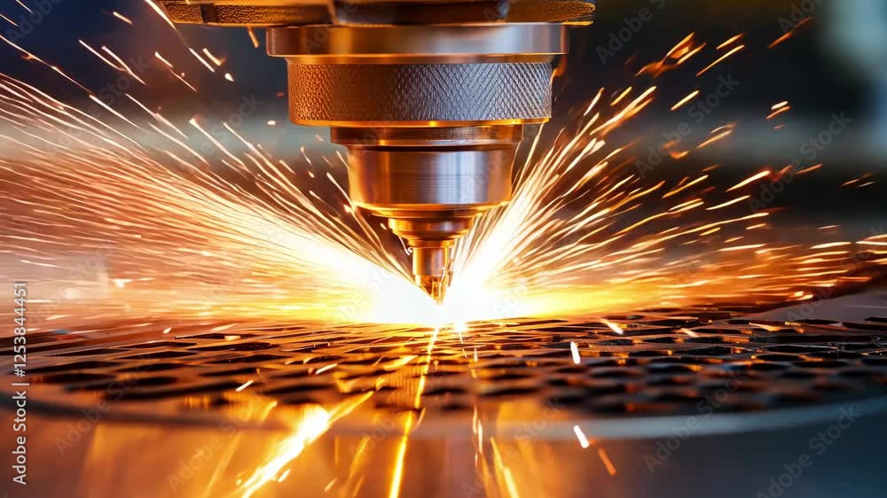 Poster laser cutting process that creates stunning patterns and precise designs through sparks and high tec