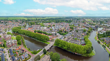 Aerial view from the town Woerden in the Neherlands