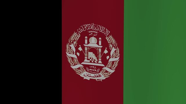 afghanistan flag 4K, The 3D animation of the Afghanistan flag waves smoothly in a seamless loop. The Afghan national flag flutters gracefully in the wind, symbolizing the nation's pride and identity. 