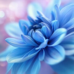 Spring Blue Flower Close-Up with Delicate Petals and Natural Blooming Details Against Soft Gradient Background