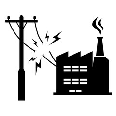 Industrial Production Manufacturer Factory Building Power Cut Loss - Icon Vector Illustration