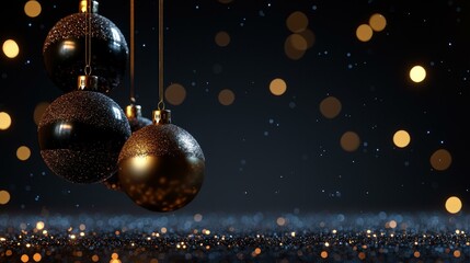 Sparkling Gold and Black Ornaments