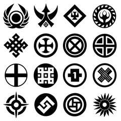 Collection of Abstract Black and White Geometric Symbols