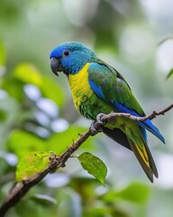Vibrant Parrot Perched on Tropical Branch in Natural Habitat