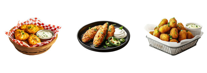 Rustic Jalapeño Poppers with Melty Cheese Filling on a Transparent Background