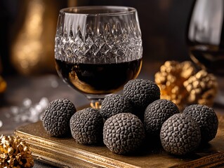 Gourmet chocolate truffles with liquor celebrating national truffle day