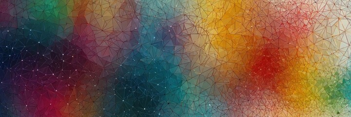 Abstract tech network connection with dots and plexus lines on colorful background