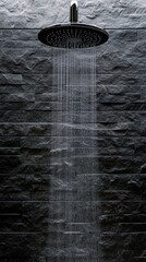 Modern Rain Shower Head with Water Flowing in Stylish Bathroom