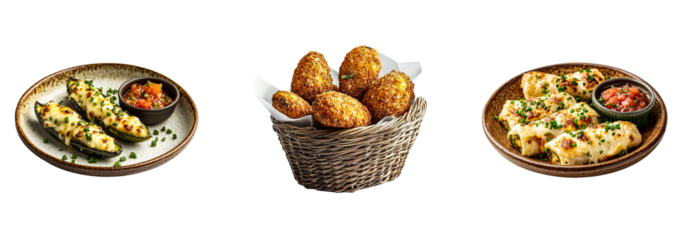 Rustic Jalapeño Poppers with Melty Cheese Filling on a Transparent Background