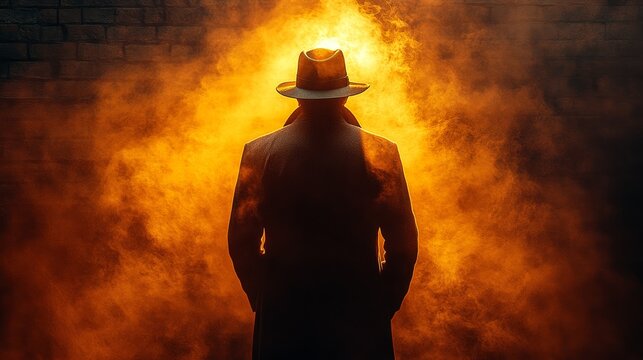 A man in a hat stands in front of a wall of smoke
