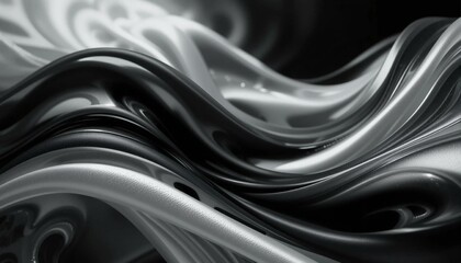 Fototapeta premium Liquid Metal Effect in a Black and White Abstract