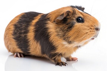 ortoiseshell guinea pig isolated on white background