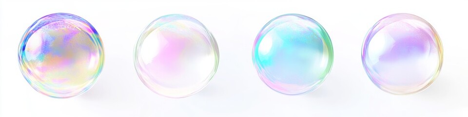 Colorful Soap Bubbles Against White Background (1)