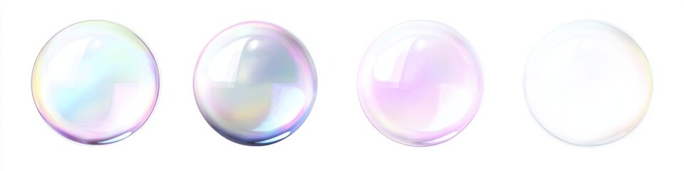 Colorful soap bubbles on white background