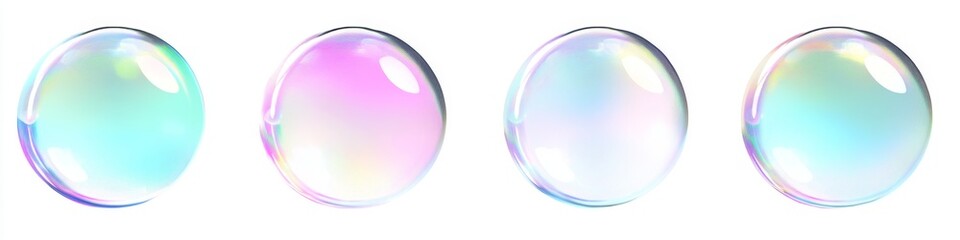 Colorful iridescent soap bubbles isolated on white (1)