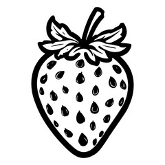 Strawberry - Minimalist and Flat Logo - Vector illustration.Strawberry, Minimalist and Simple Silhouette - Vector illustration.Strawberry, Black and White Vector illustration.