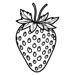 Strawberry - Minimalist and Flat Logo - Vector illustration.Strawberry, Minimalist and Simple Silhouette - Vector illustration.Strawberry, Black and White Vector illustration.