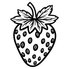 Strawberry - Minimalist and Flat Logo - Vector illustration.Strawberry, Minimalist and Simple Silhouette - Vector illustration.Strawberry, Black and White Vector illustration.