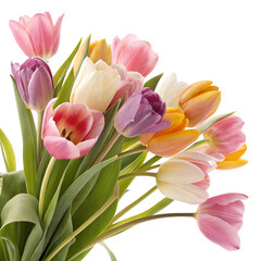 Obraz premium Vibrant Bouquet of Colorful Tulips Against transparent background