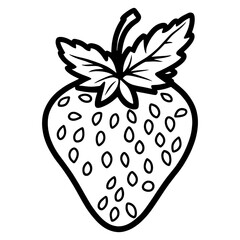 Strawberry - Minimalist and Flat Logo - Vector illustration.Strawberry, Minimalist and Simple Silhouette - Vector illustration.Strawberry, Black and White Vector illustration.