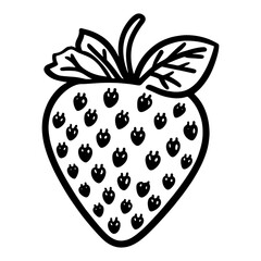 Strawberry - Minimalist and Flat Logo - Vector illustration.Strawberry, Minimalist and Simple Silhouette - Vector illustration.Strawberry, Black and White Vector illustration.