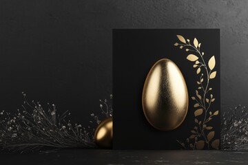 Chic Easter event flyer with gold theme and high-quality golden egg