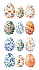 These whimsical, colorful Easter eggs with unique patterns are ideal for adding a festive touch to digital projects and seasonal designs