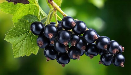 cluster of ripe black currant on a branch