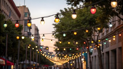 Naklejka premium Bright bulbs on a boulevard