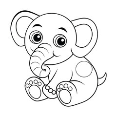 a cute elephant coloring pages Vector illustration for coloring books 