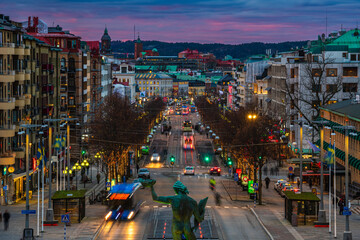Gothenburg Avenyn Boulevard Dusk With