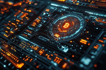 Obraz premium Secure cryptocurrency wallet display on a high-fidelity digital tablet technology environment futuristic viewpoint