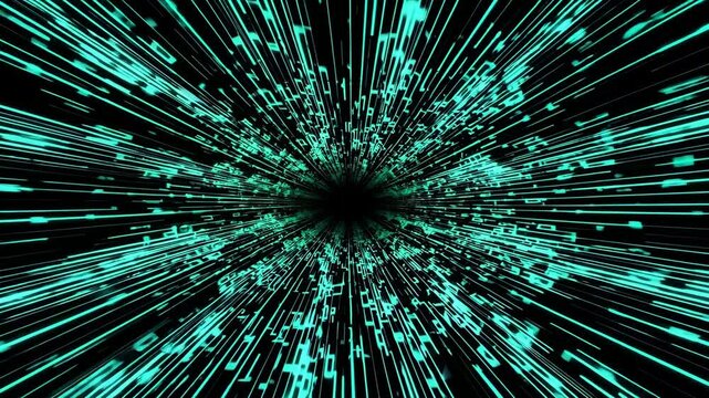 tunnel of binary code streaming endlessly toward the screen
