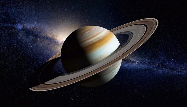 Stunning view of saturn with rings and galaxy - Powered by Adobe