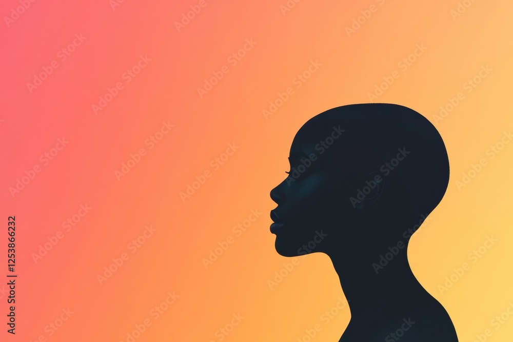 Fototapete silhouette of a person with bald patches against a colorful gradient background. generative ai