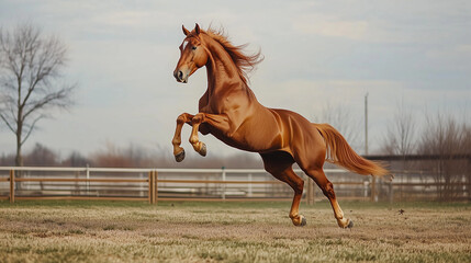 Obraz premium Photo of a Beautiful horse rearing up