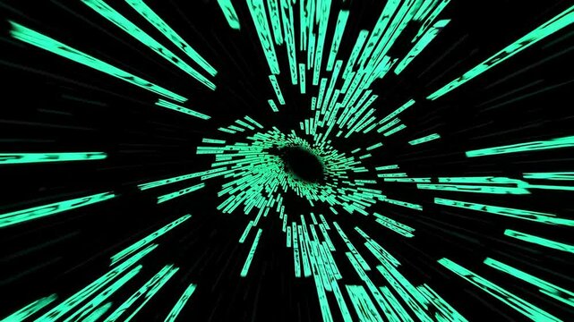 tunnel of binary code streaming endlessly toward the screen