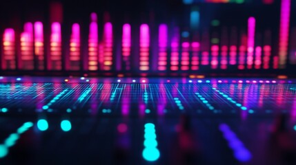 Abstract Neon Lightscape Digital Audio Visualizer Futuristic Technology Background