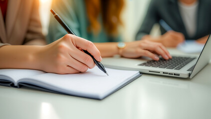 close up taking notes