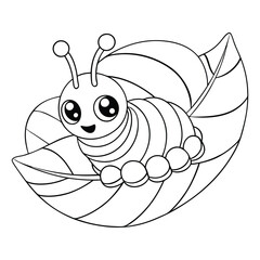 caterpillar on a leaf coloring pages Vector illustration for coloring books 